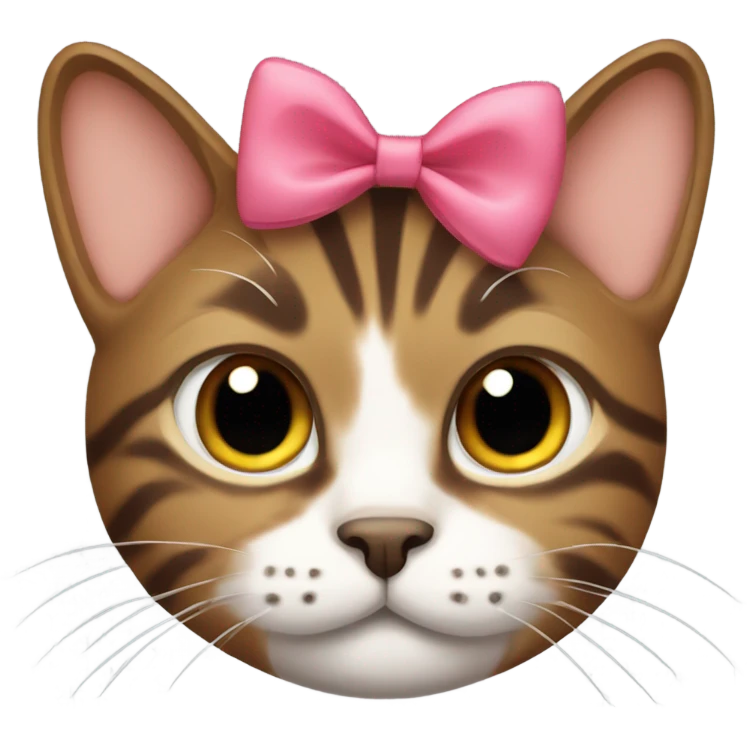 Brown tabby cat with a bow on its head emoji