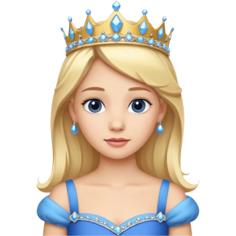Princess in Blue Dress with Tiara, Blonde Hair emoji