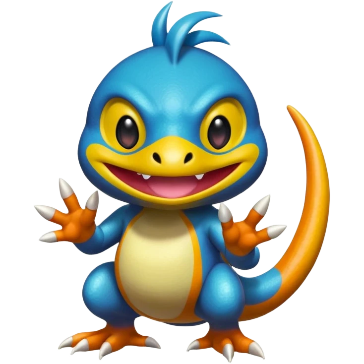 Elemental shimmering lucky charming smiling cute Croagunk-Dragalge-Hawlucha-Pokémon-Fakémon-hybrid-creature emoji