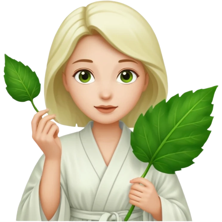 woman holding leaf and white robe emoji