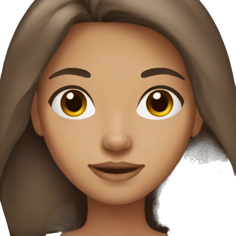 Woman,long brown hair,dark brown eyes, FLESH SKIN COLOR  emoji