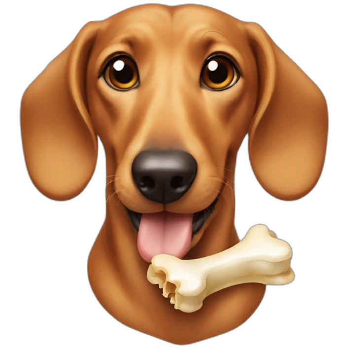 dachshunds with bone in mouth emoji