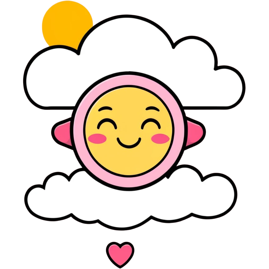 Sun and clouds with pink hearts  emoji