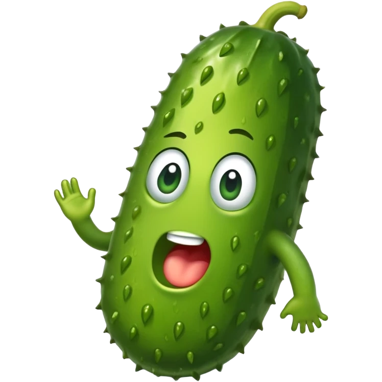 Anxious sweaty pickle with little feet  emoji