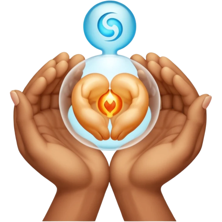 two hands gently holding an embryo symbol emoji