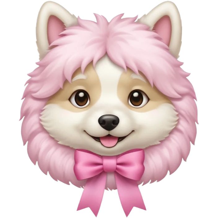 white dog with pink ribbon emoji