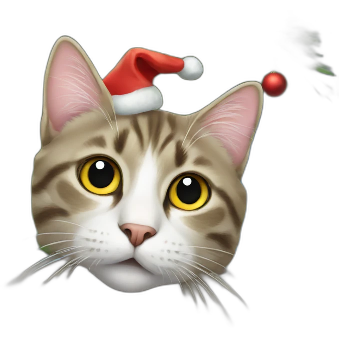 cat on christmas tree emoji