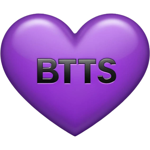 Purple Heart with a black word inside ‘BTS’ emoji
