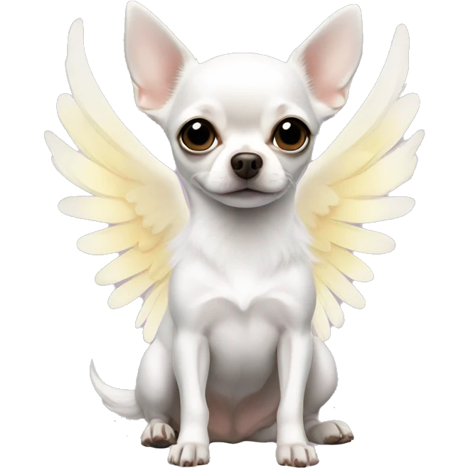 White Chihuahua with angel wings emoji