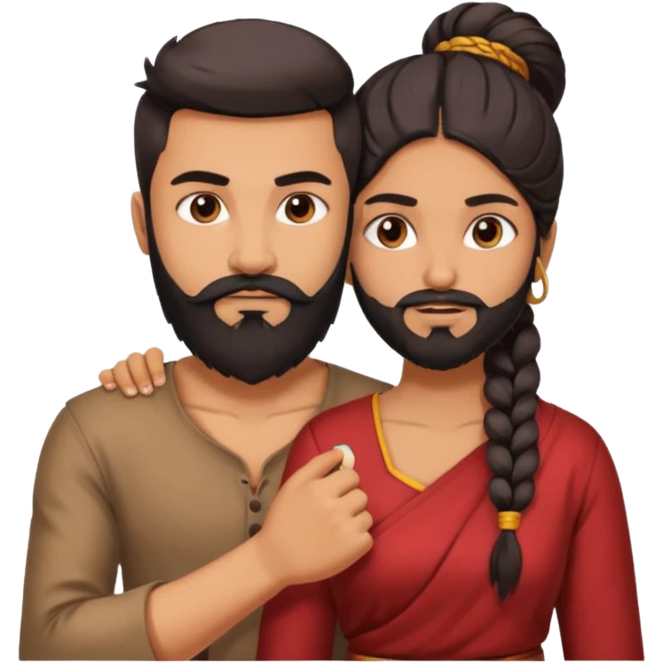 brother and sister fighting modern culture naughty  - indian skin and hairstyle - men beard - fight and love emoji