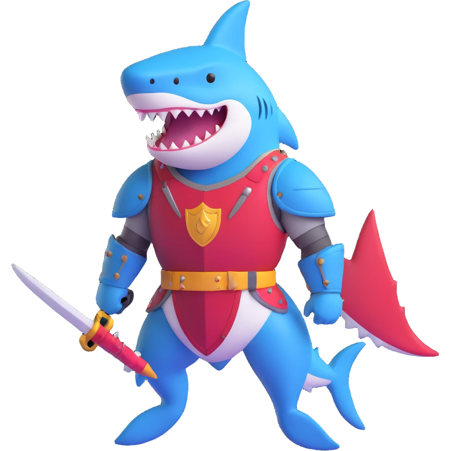 anthropomorphic shark wearing knight armor emoji