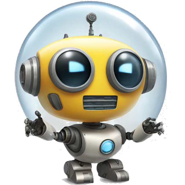 a friendly robot that says the text "paolo" in a bubble emoji