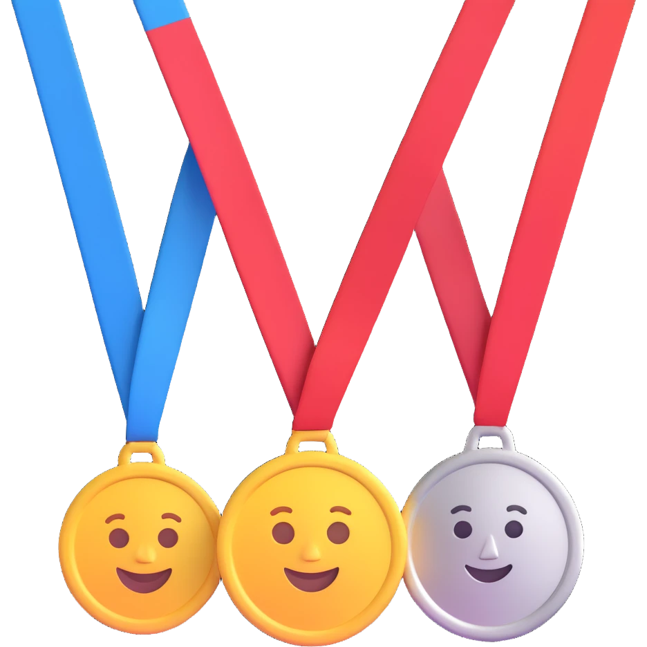 winners in 1st, 2nd & 3rd place emoji  emoji