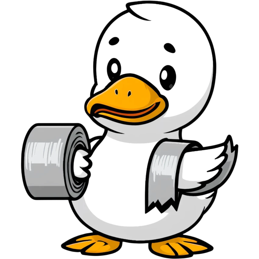 duck holding a roll of duct tape emoji