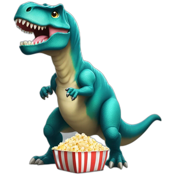 T rex with popcorn in hand emoji