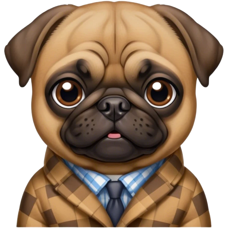 Pug con abrigo de cuadros  emoji
