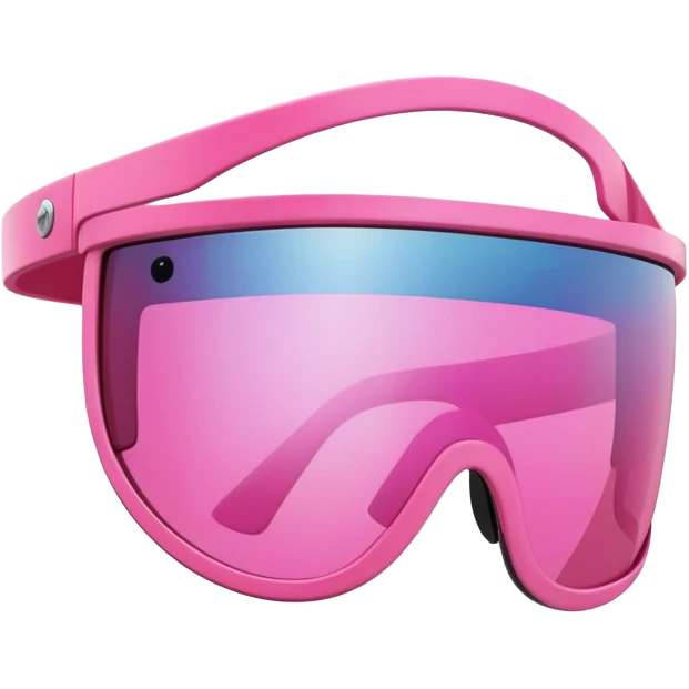 sporty pink shield visor sunglasses with comically thick frame, maximum chunky build, extremely oversized robust design, one-piece lens emoji