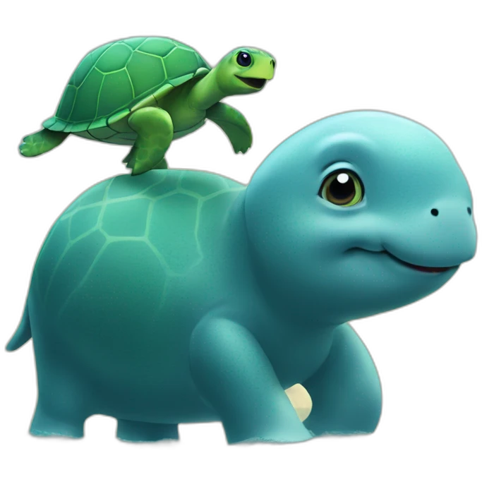 Turtle on whale on elephant emoji