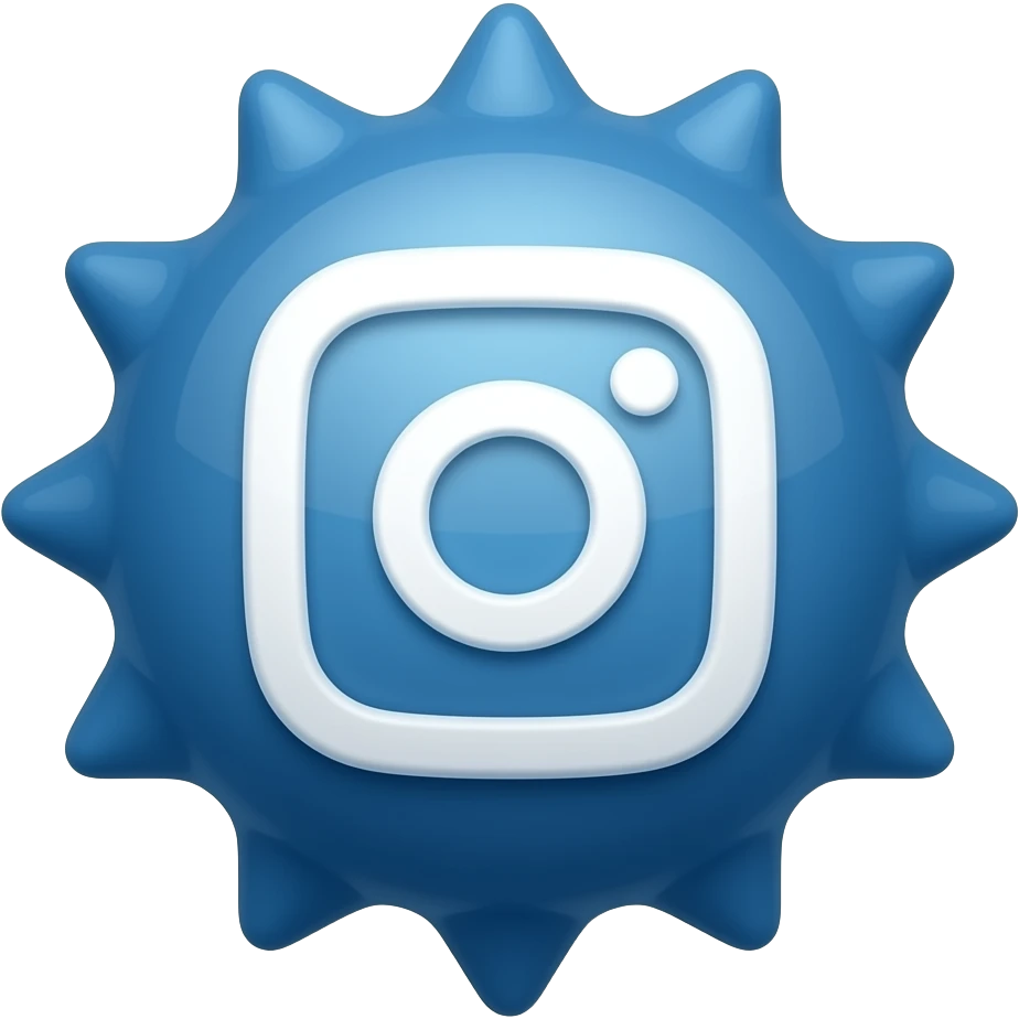 It is a small solid blue slightly rounded with slightly curved 12 small spikes seal containing a white tick as like In any Insta account has blue tick emoji