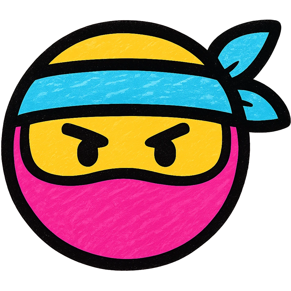 ninja emoji, modern icon style, simple and bold, masked face, headband, minimal details, suitable for app icon emoji