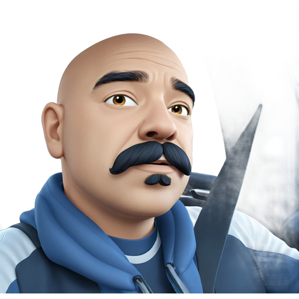 bald man with car mustache emoji