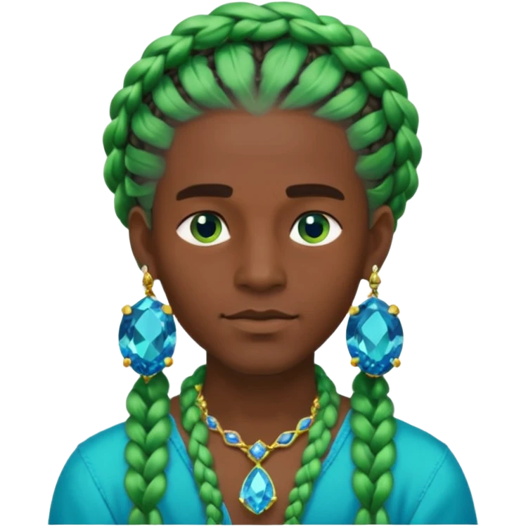gem lover man with gem accessories excessive amount very big gem earrings green braided hair and blue diamonds  emoji