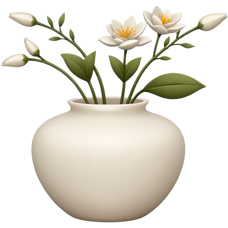 A ceramic vase with ikebana style floral arrangements emoji