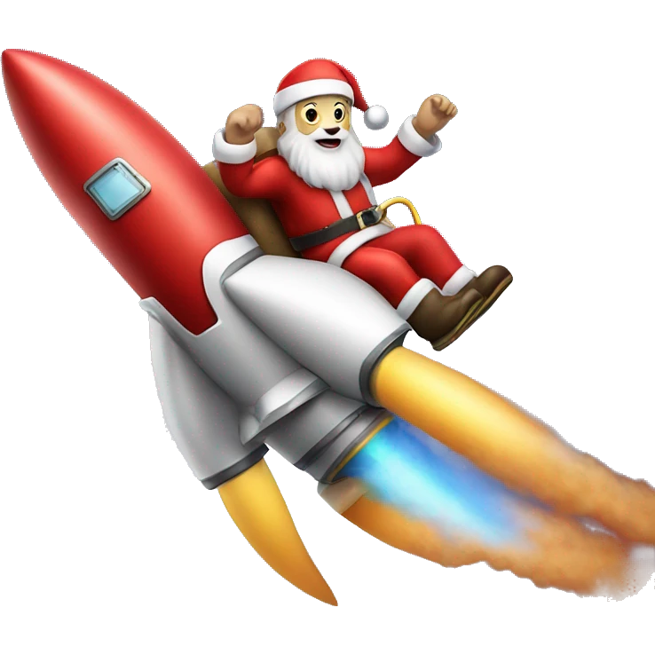 santa claus ridding a rocket emoji