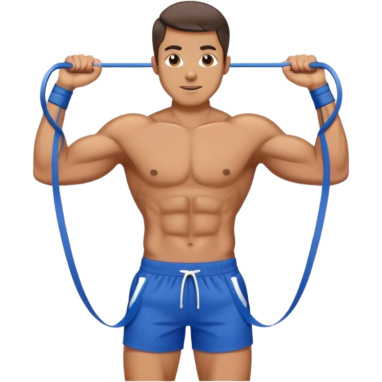 fit man with blue shorts resistance bands exercises emoji