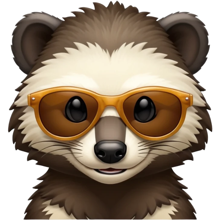 friendly anthropomorphised honey badger head and neck only, wearing sunglasses emoji
