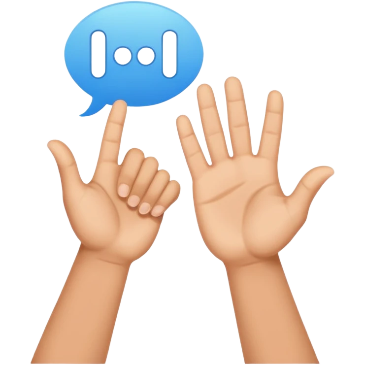 two hands forming a gesture in a speech bubble emoji