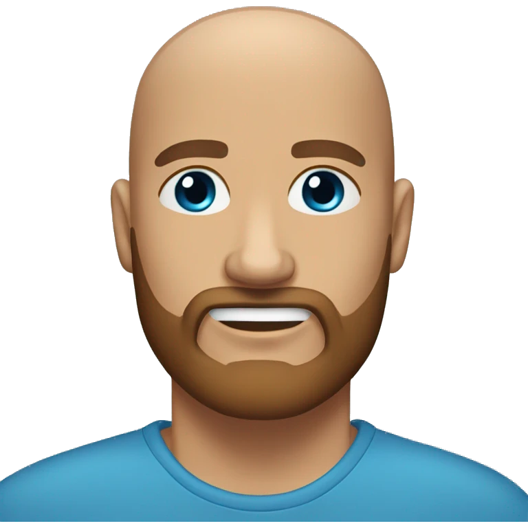 Bald headed tan skin man with blue eyes with thick brown beard emoji
