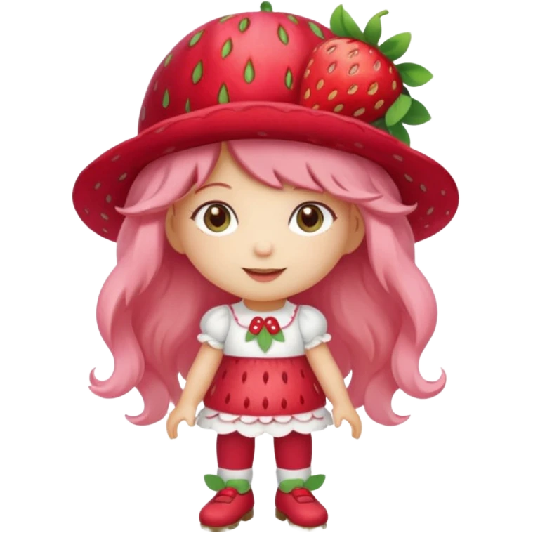 Strawberry shortcake human girl full body and legs with a strawberry hat on her hair without a cake emoji
