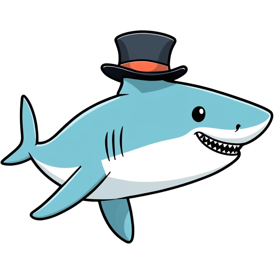 Shark with a top hat emoji
