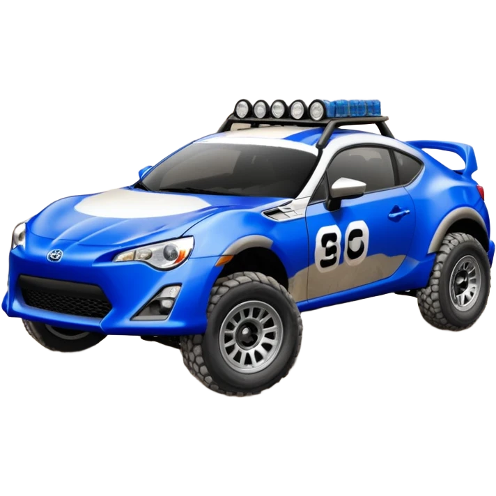 2013 scion fr-s ultramarine off road Baja dessert racer number 86with silver wheels  emoji