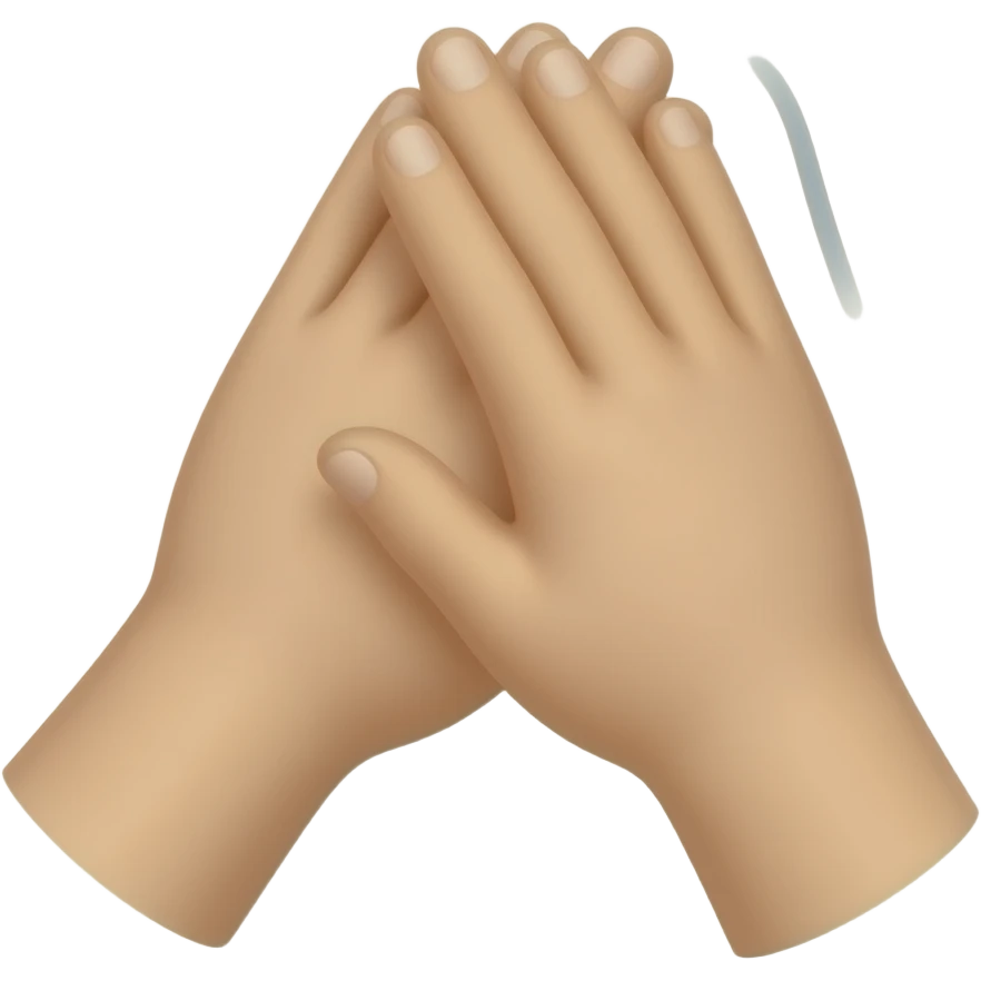 Dorsal side of two hands clapping parallel with each other as if it were done by one person emoji