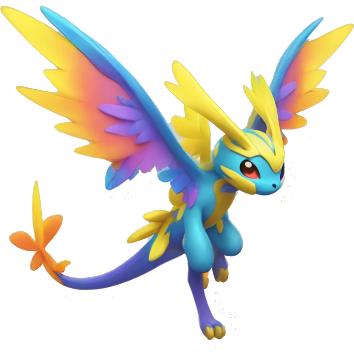 Colorful Neon Colors Flying Fakémon-Pokémon-Creature Full Body emoji