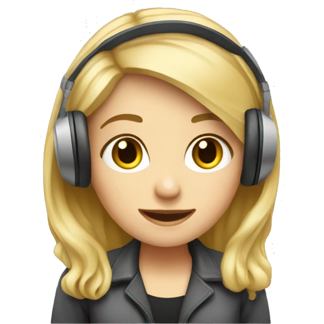 Audio technician girl blonde with an audio desk emoji