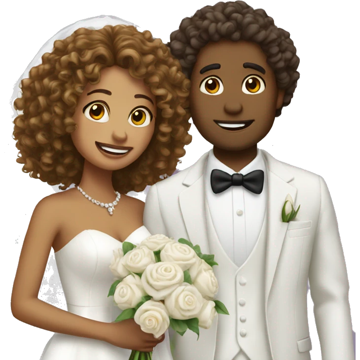 two people getting married curly hair t emoji