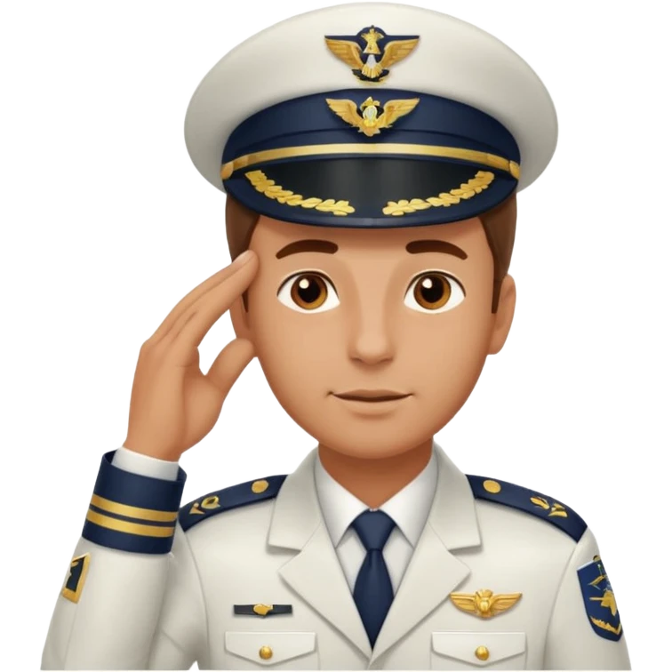 Un piloto de linea aérea con la mano en la frente con la pose firme emoji