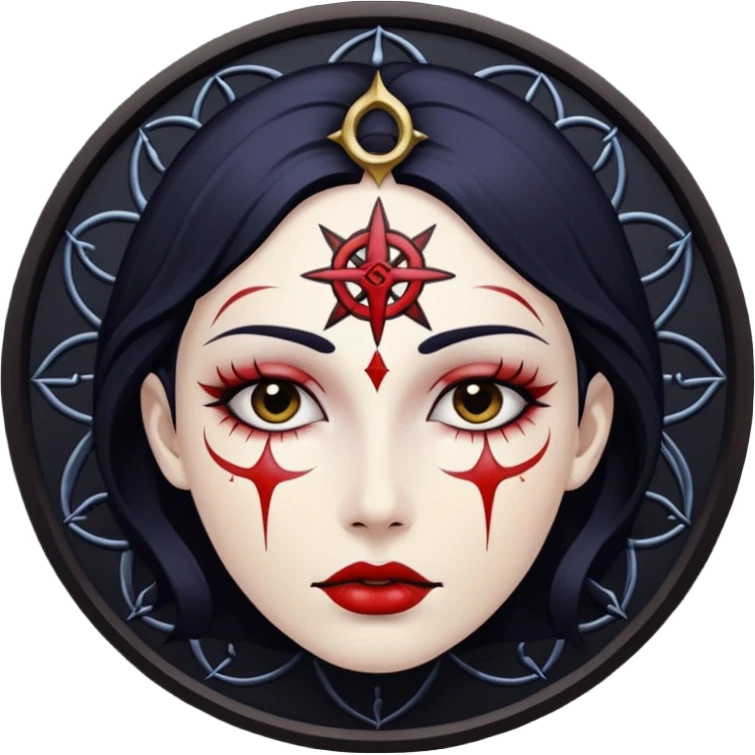 Occult mark painted on skin with dark oil, ritual sensuality emoji