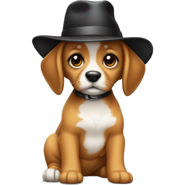 Bébé chien avec un chapeau noir emoji