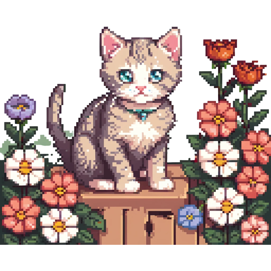 Kitten and flowers emoji