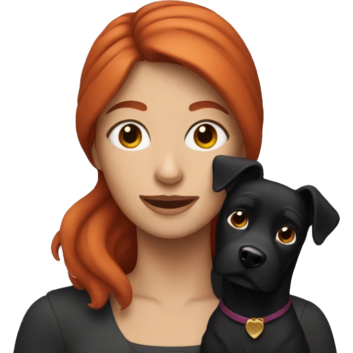 Red-haired woman with a black dog emoji