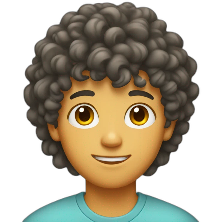 teenager boy with curly hair and mullet fade emoji