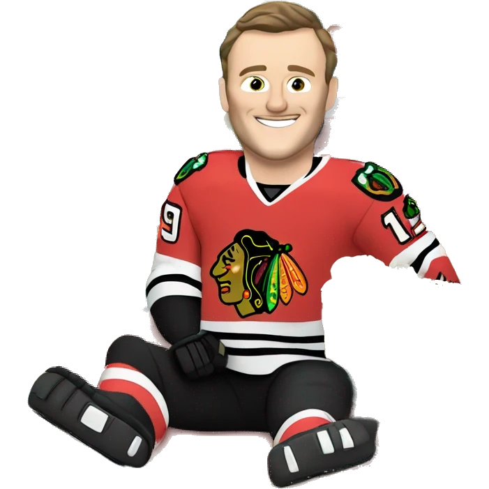 Jonathan Toews laying on a rainbow cake emoji