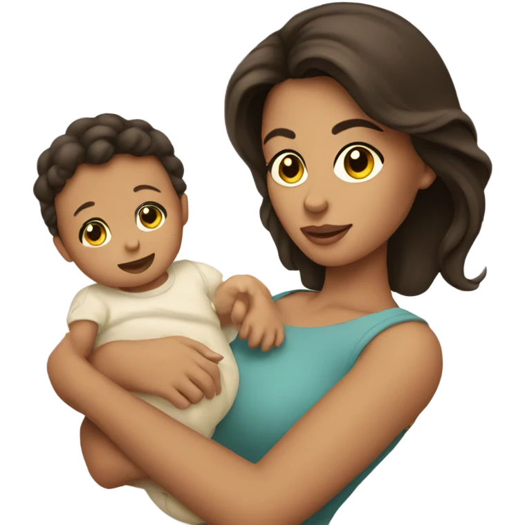 Brunette woman holding baby emoji