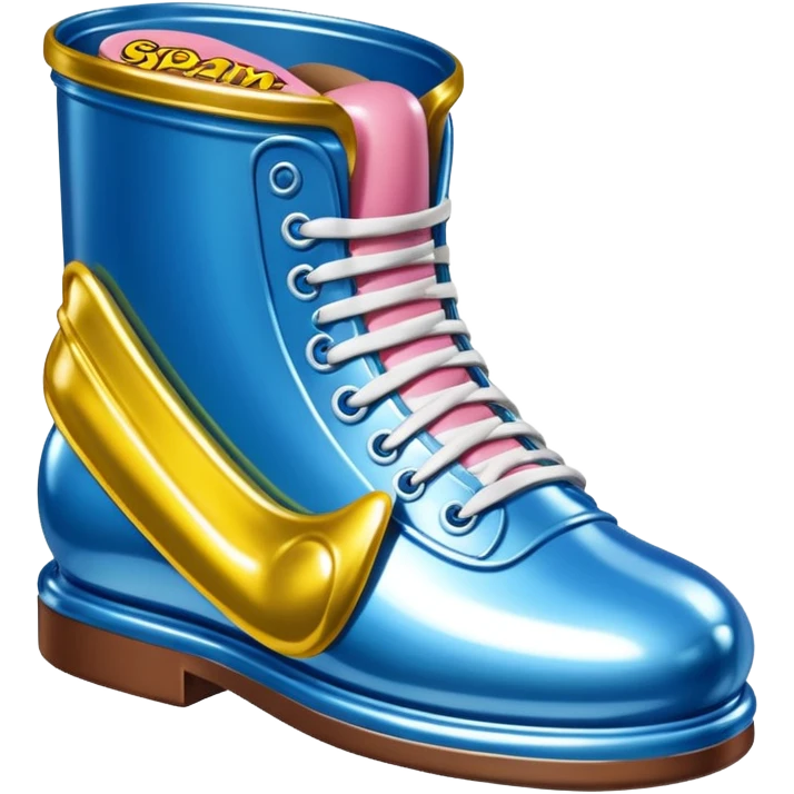 Jeff Koons style spam can shoe sculpture  emoji