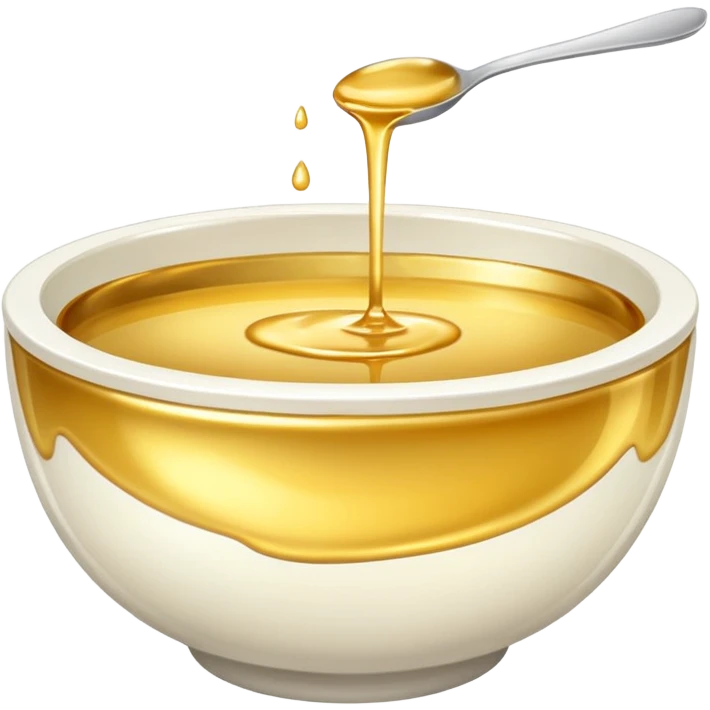 white bowl of gold liquid, shiny, smooth, no spoon, simple, clear emoji