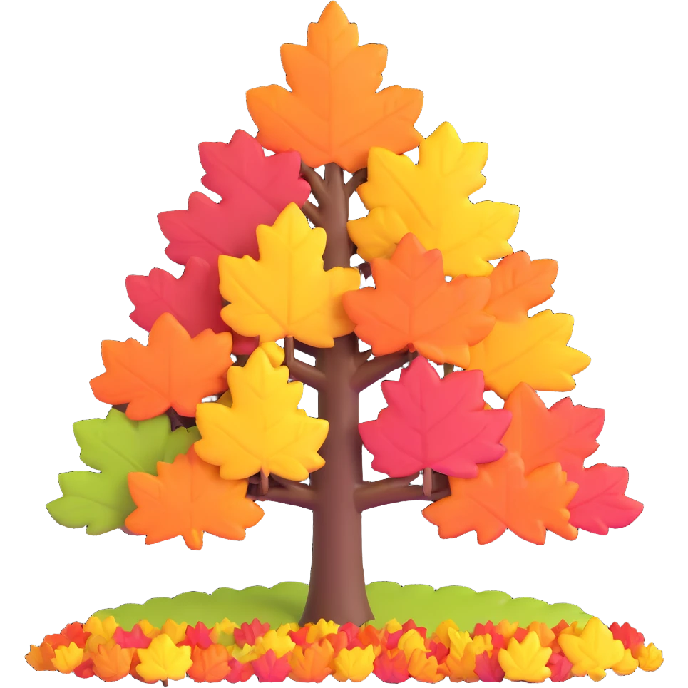 tree in the fall with colorful autumn leaves emoji